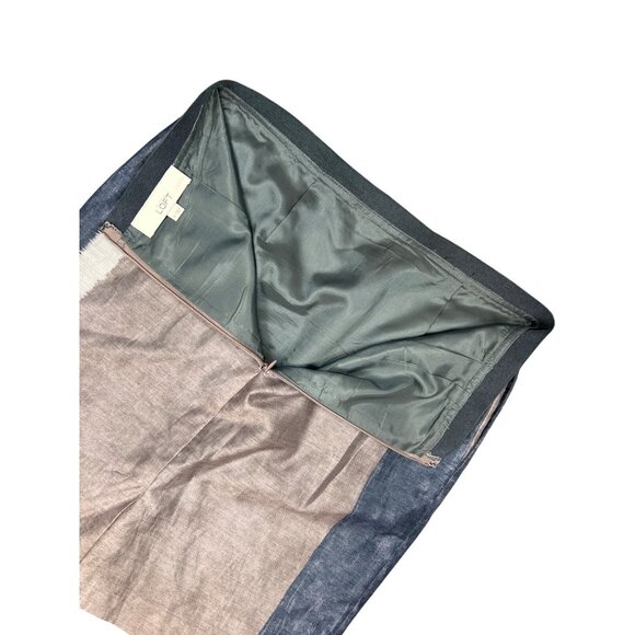 Loft Neutral Colorblock Pencil Skirt Size 6 Office Ramie Blend Villagecore - Picture 3 of 3